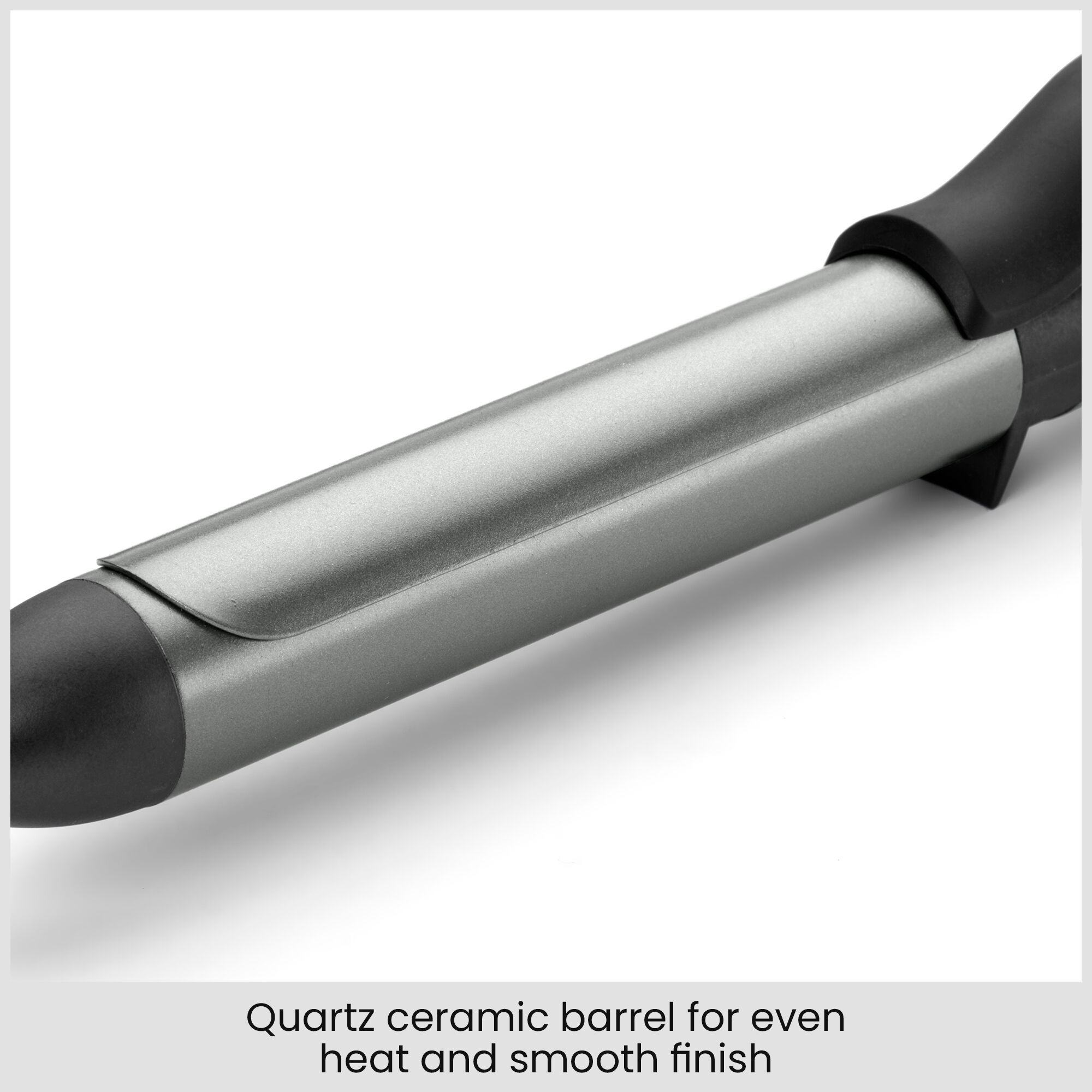 Quartz ceramic barrel for even heat and smooth finish